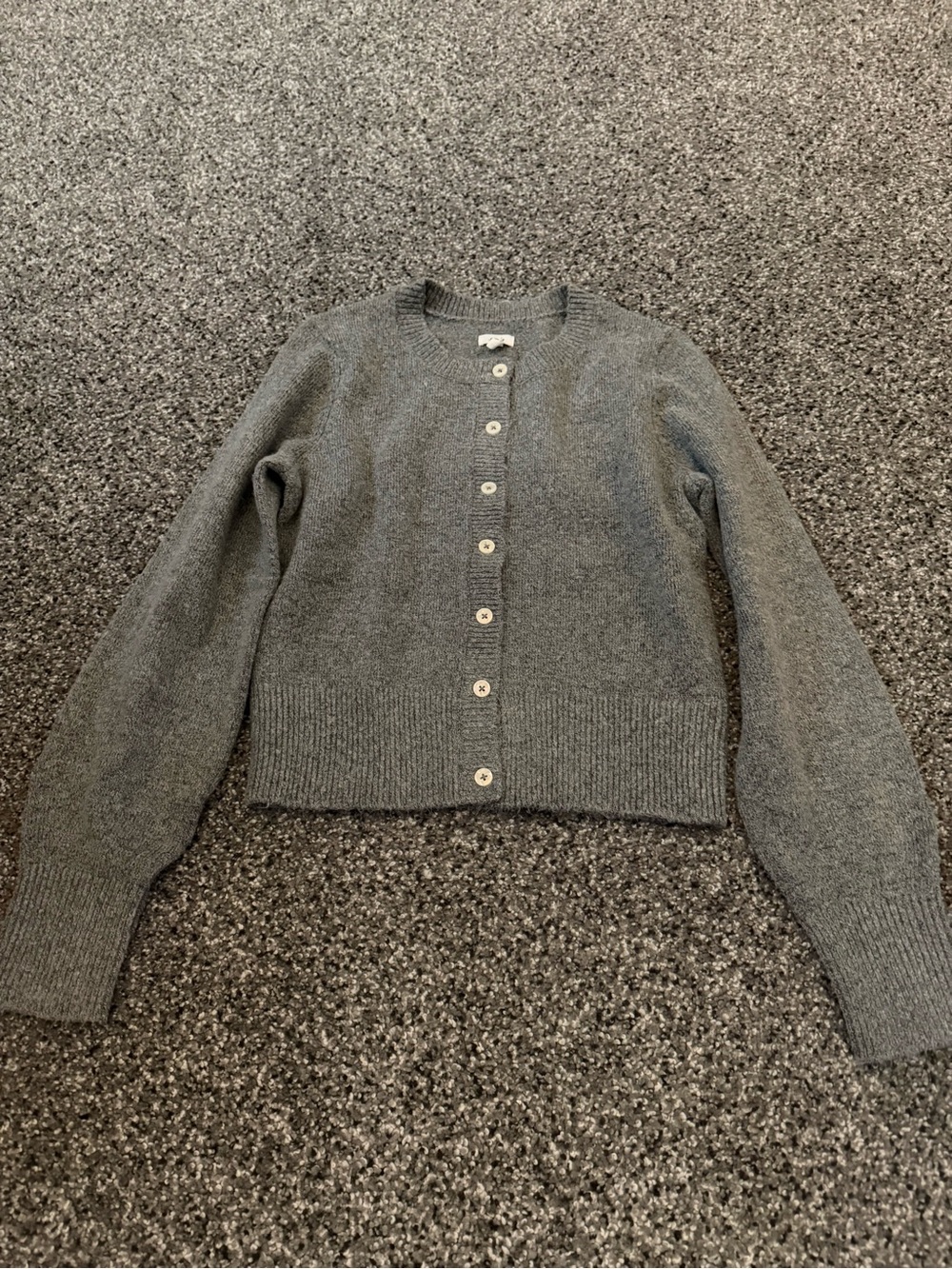 aerie Heather Gray Button-Up Crewneck Cardigan